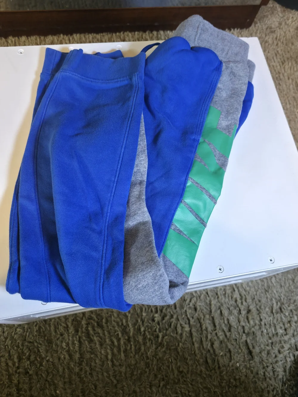Nike Royal Blue & Gray Kids Joggers with Teal Stripe